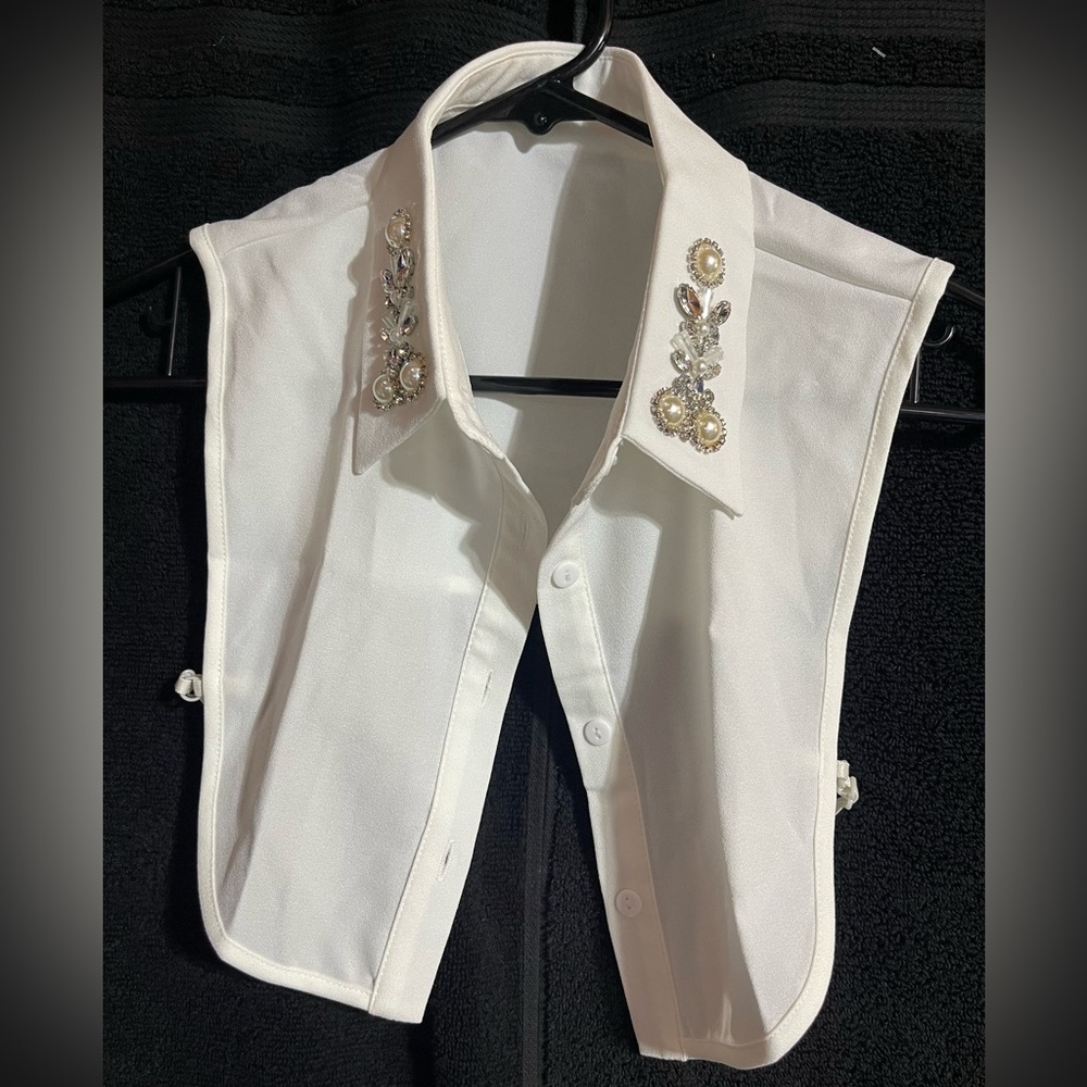 BUNDLE: Embellished White Detachable Collar, Embellished Black Detachable Collar